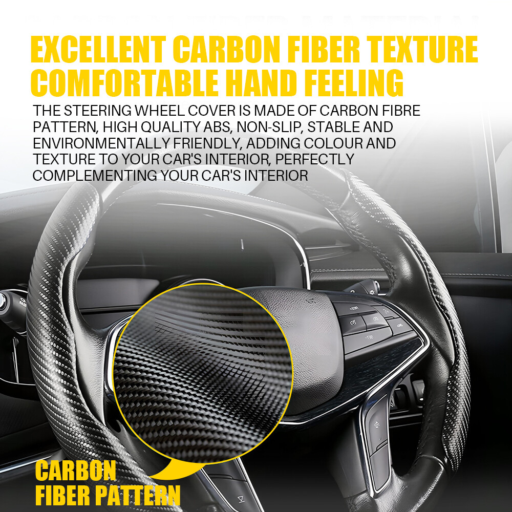 2X Carbon Fiber Universal Car Steering Wheel Booster Cover NonSlip Accessory EOA