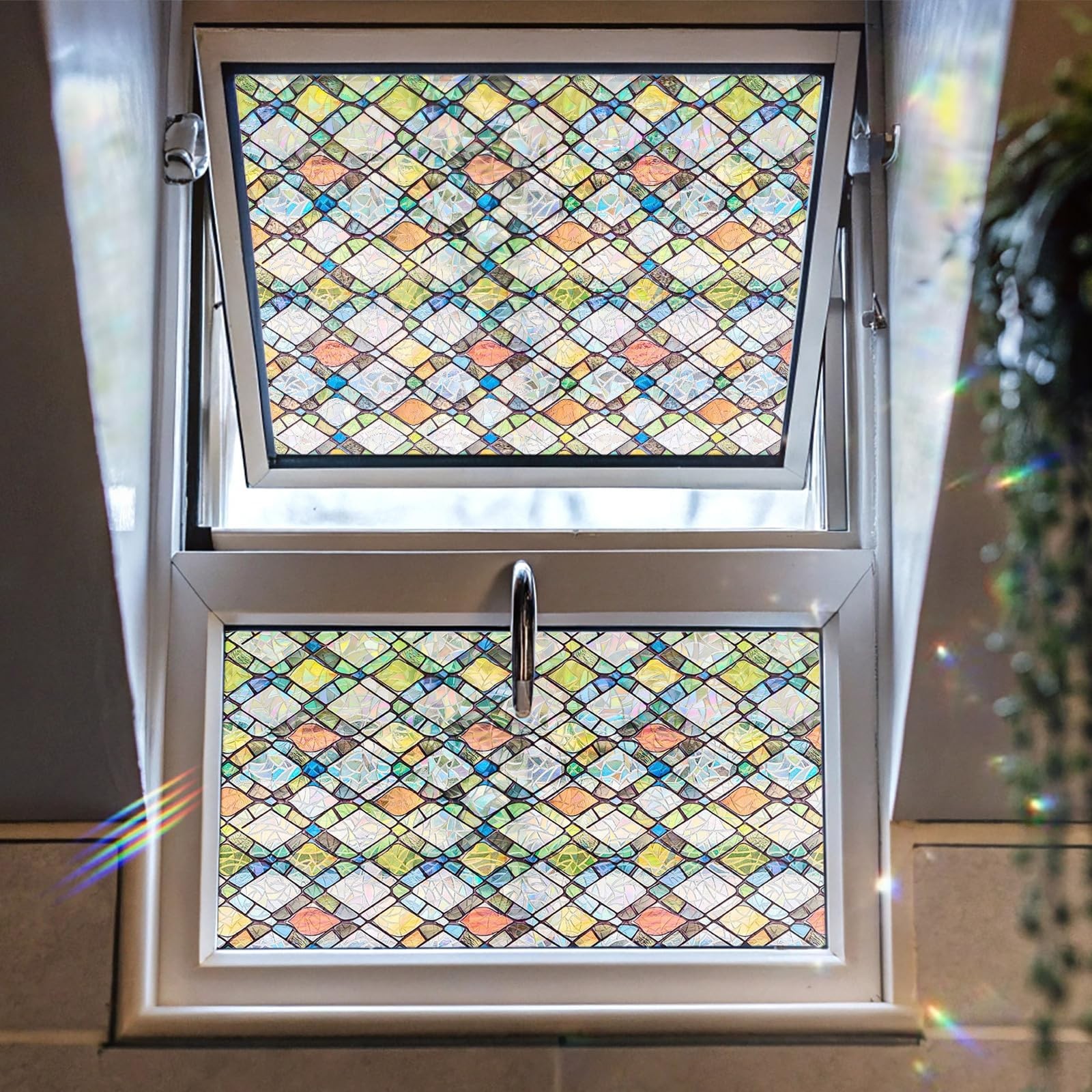 ADD.HERES Window Privacy Film, Stained Glass Decorative Static Cling, Removab...