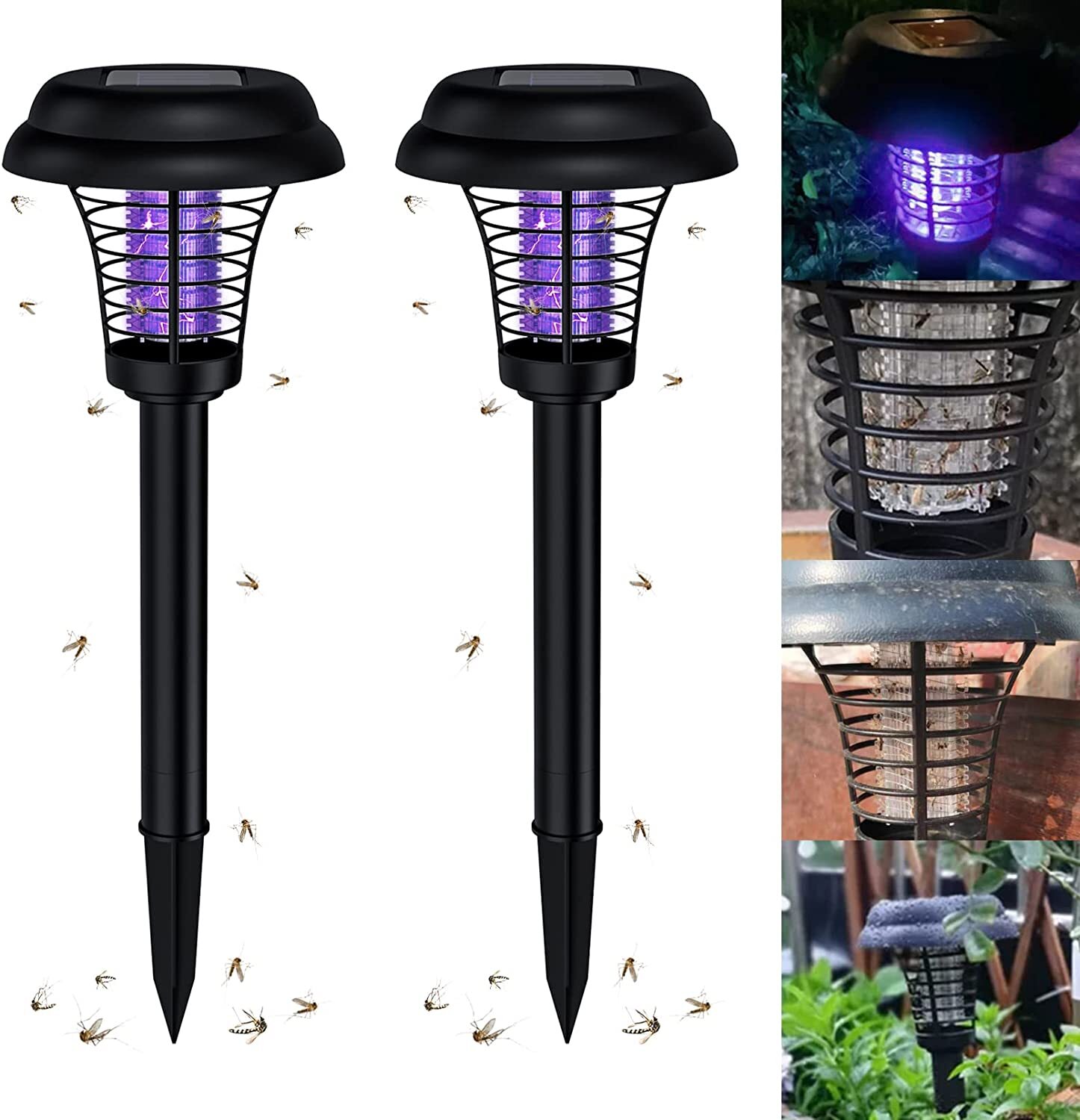4x Solar Powered Zapper Lamp Light Outdoor Mosquito Fly Bug Insect Killer Trap