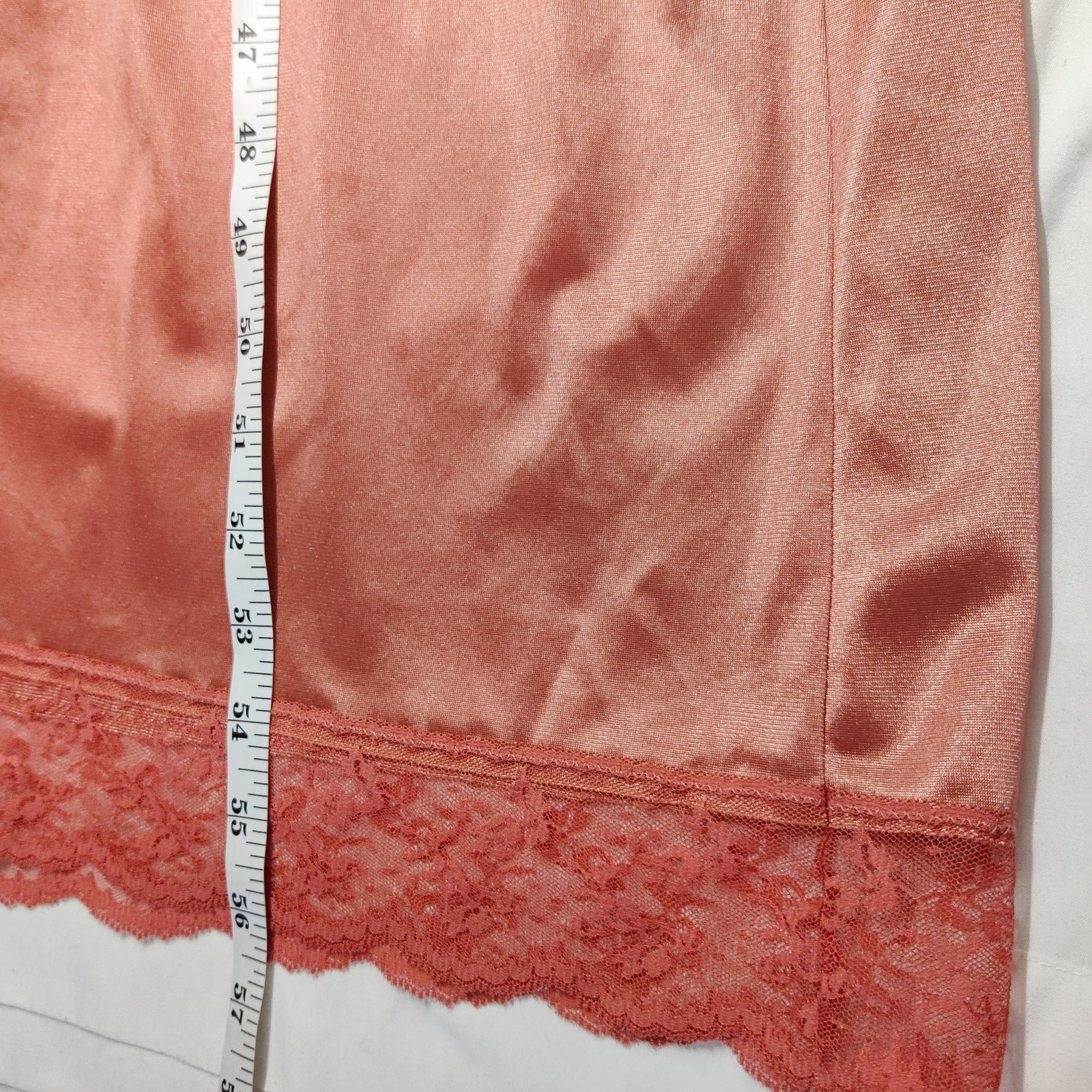 Vtg Union Made Lace Nylon Maxi Slip Dress Large Peachy Pink Fairy Coquette Girl