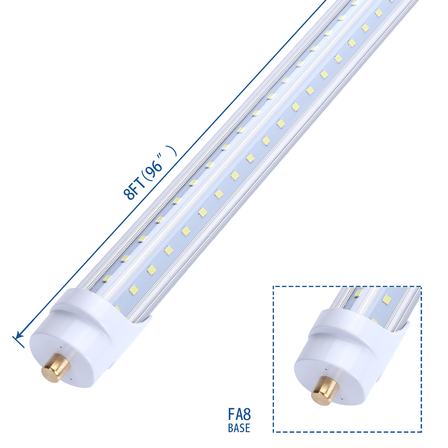 8FT LED Tube Light T8 T12 Single Pin FA8 Bulbs 45W 65W 90W 8Foot LED Shop Light