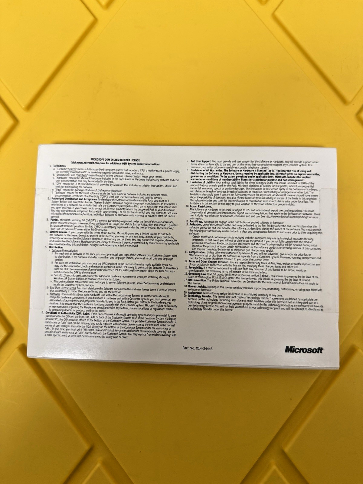 Microsoft Windows Vista Home Premium SP1 64-bit OEM System Builder Pack SEALED