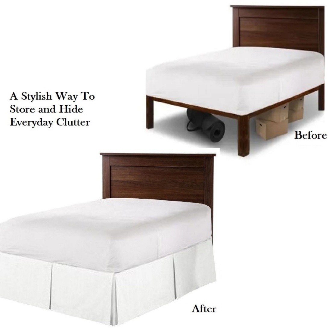 3 Sided Wrap Around Tailored Bed Skirt, 600 TC Solid Cotton || Drop 5" - 8" in.