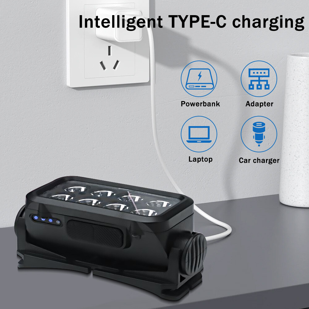 COB LED Headlamp USB Rechargeable Headlight Torch Work Light Bar Head Band Lamp