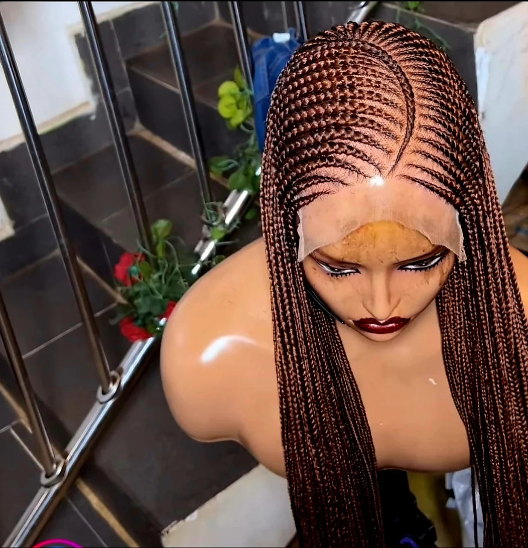 Black 30 & 36inches 360 full lace Braided Wig 008 - Luxury Braided Wig Style