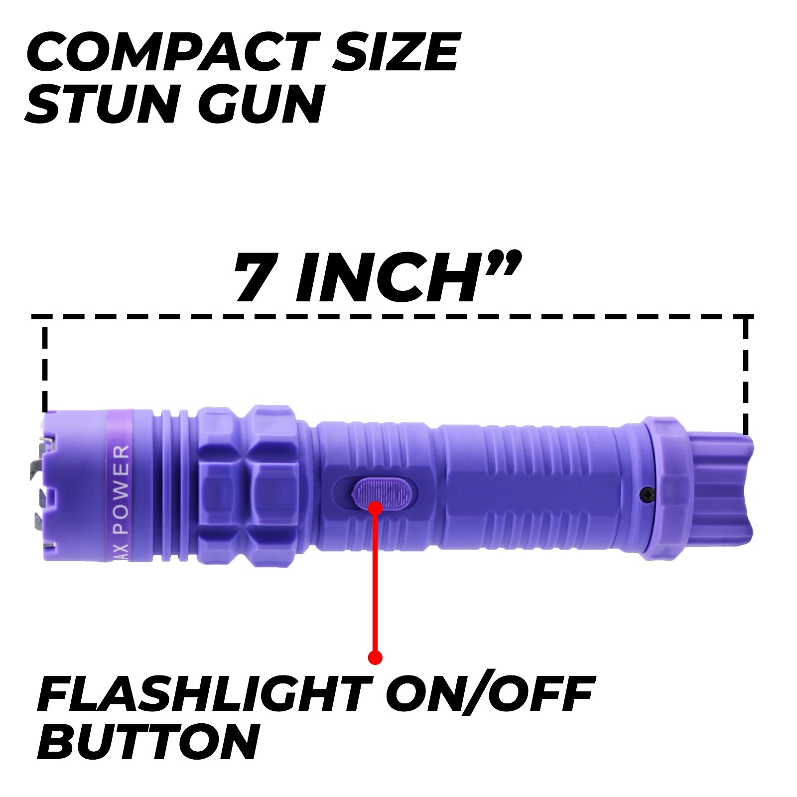 High Voltage Stun Gun for Self Defense with LED Flashlight, Purple