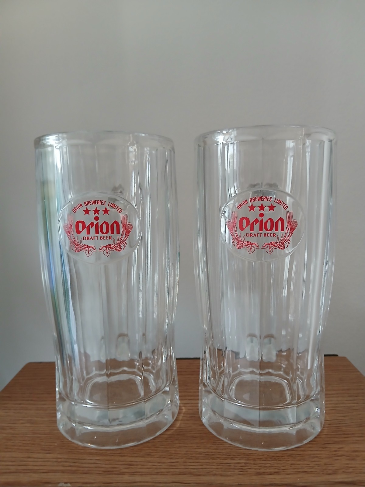 2 Vtg Orion Breweries Limited Draft Beer Glass Stein/Mug Okinawa Japan