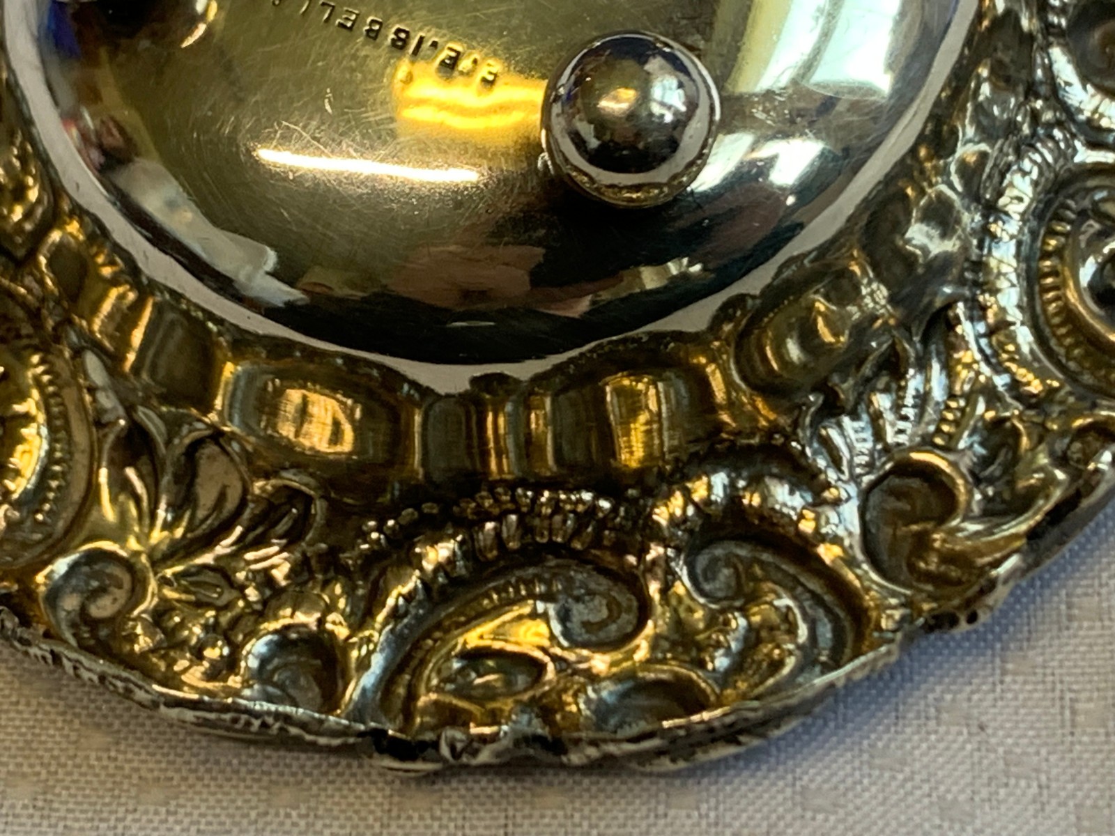 Antique Sterling Silver Condiment Dish Master Salt Cellar 37.84g Floral Repousse