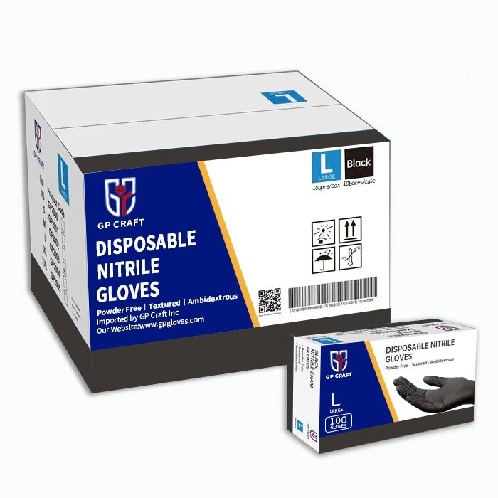 GP CrGP Craft Black Nitrile Gloves Disposable Latex-Free (100/count) 5 Mil Thick