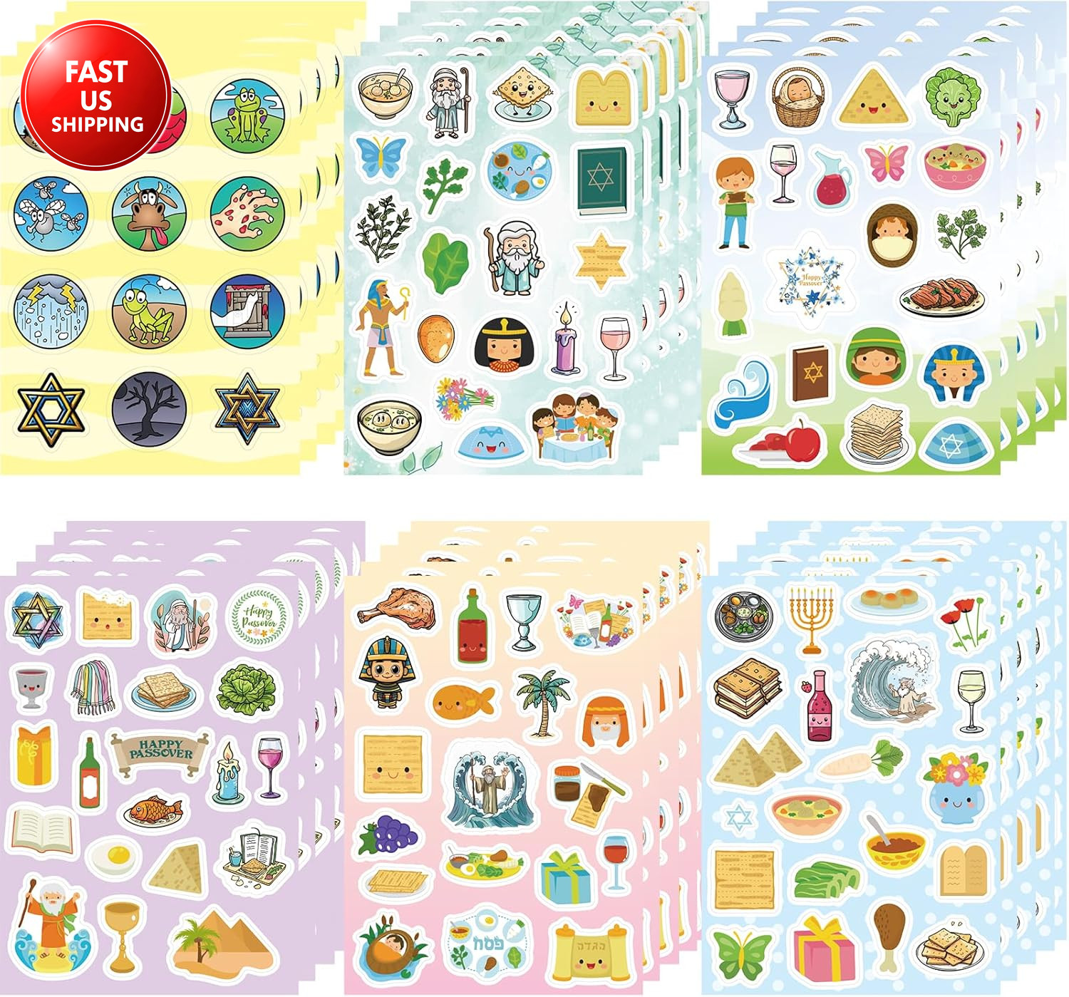 575 Pcs Passover Stickers for Kids Pesach Passover Decorations Gifts for Seder T