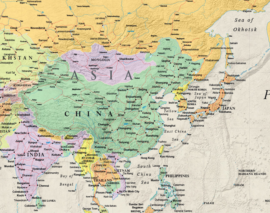 RMC 32" x 50" World Wall Map Mural Poster Classic Edition Earth Tone Wall Decor