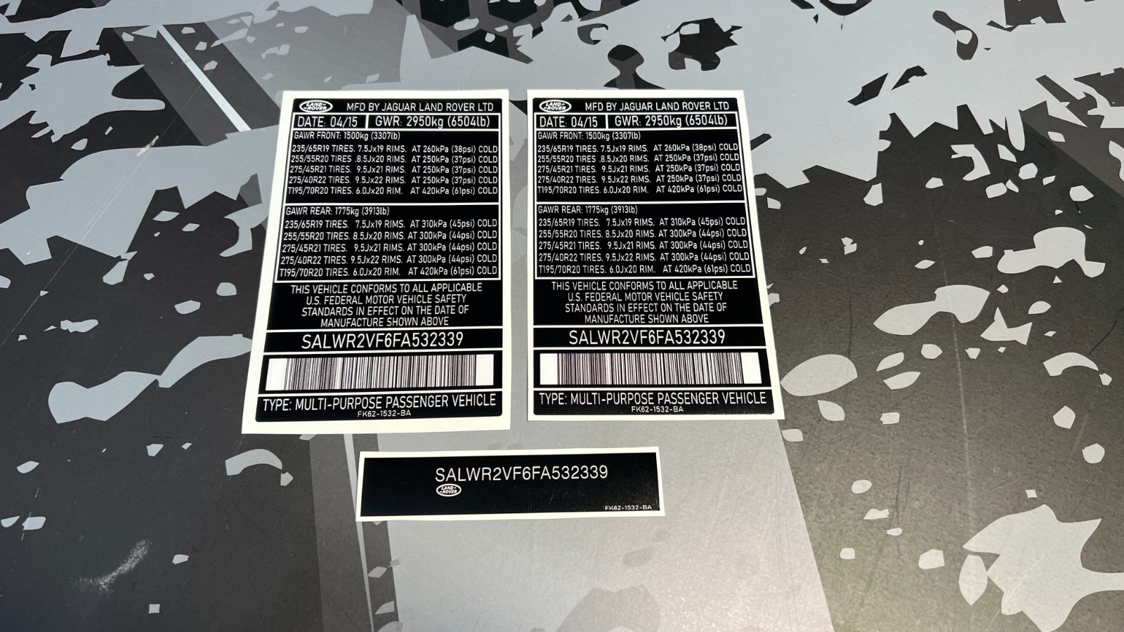 Automobile VIN ID Label Replacement Sticker – Car Identification Decal Set of 4