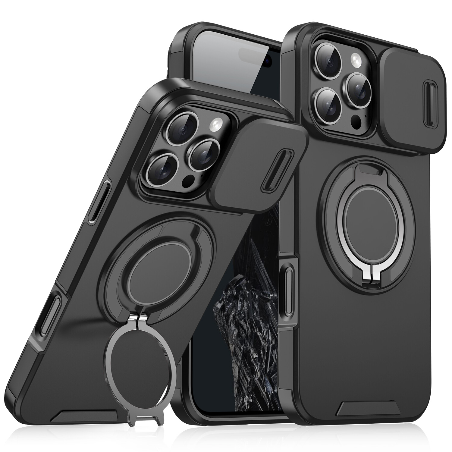 Rugged Magnetic Case For iPhone 16 Pro Max 15 14 13 12 11 with Ring Camera Cover