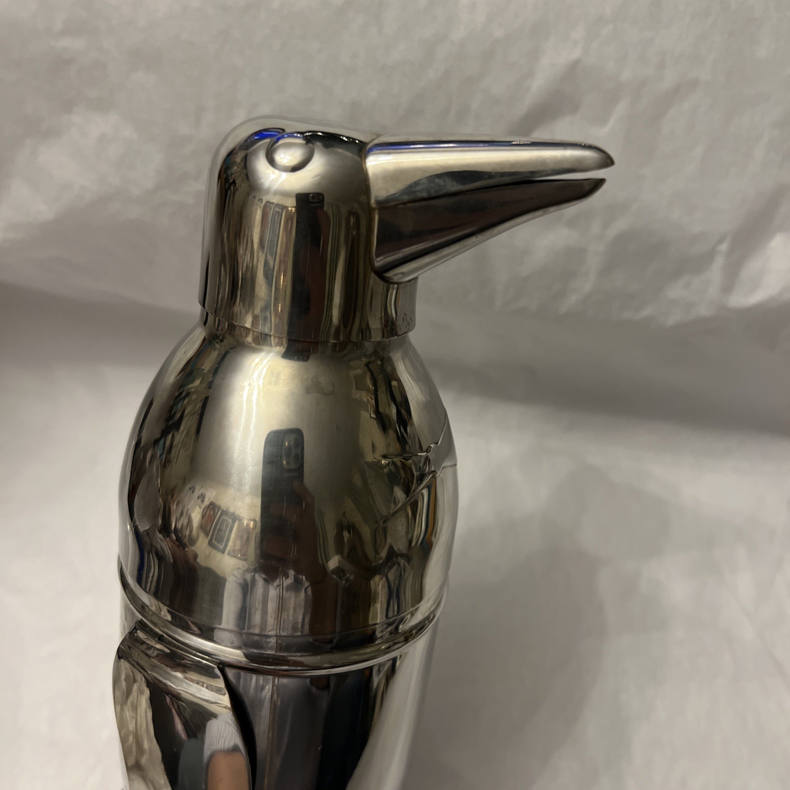Pier 1 Penguin Cocktail Martini Shaker Art Deco Chrome Stainless Steel 9"