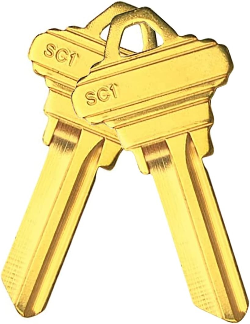 Brass Finish SC1 Key Blanks, Uncut Blank Keys, Pack of 100 Keys