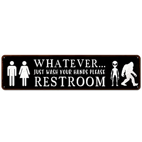 Funny Restroom Sign | 4"x16" Metal Tin | All Gender Just Wash Your Hands Please