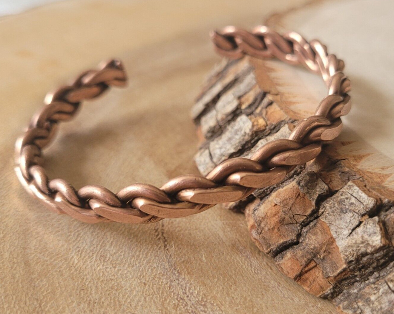 2 Pack Pure Solid Copper Bracelet Twist Arthritis Pain Therapy Healing Cuff