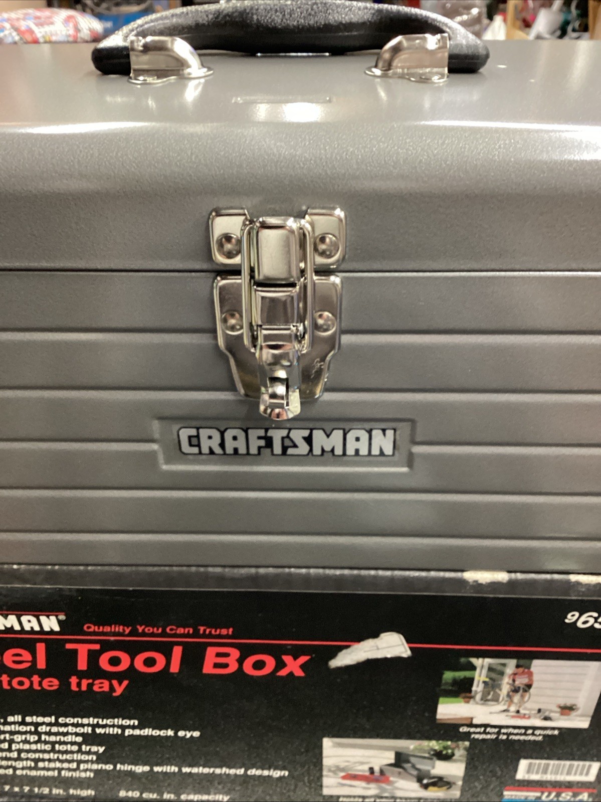 Craftsman USA Vtg. 16” Steel Tool Box 65014 W/Red Tote Tray New In Box