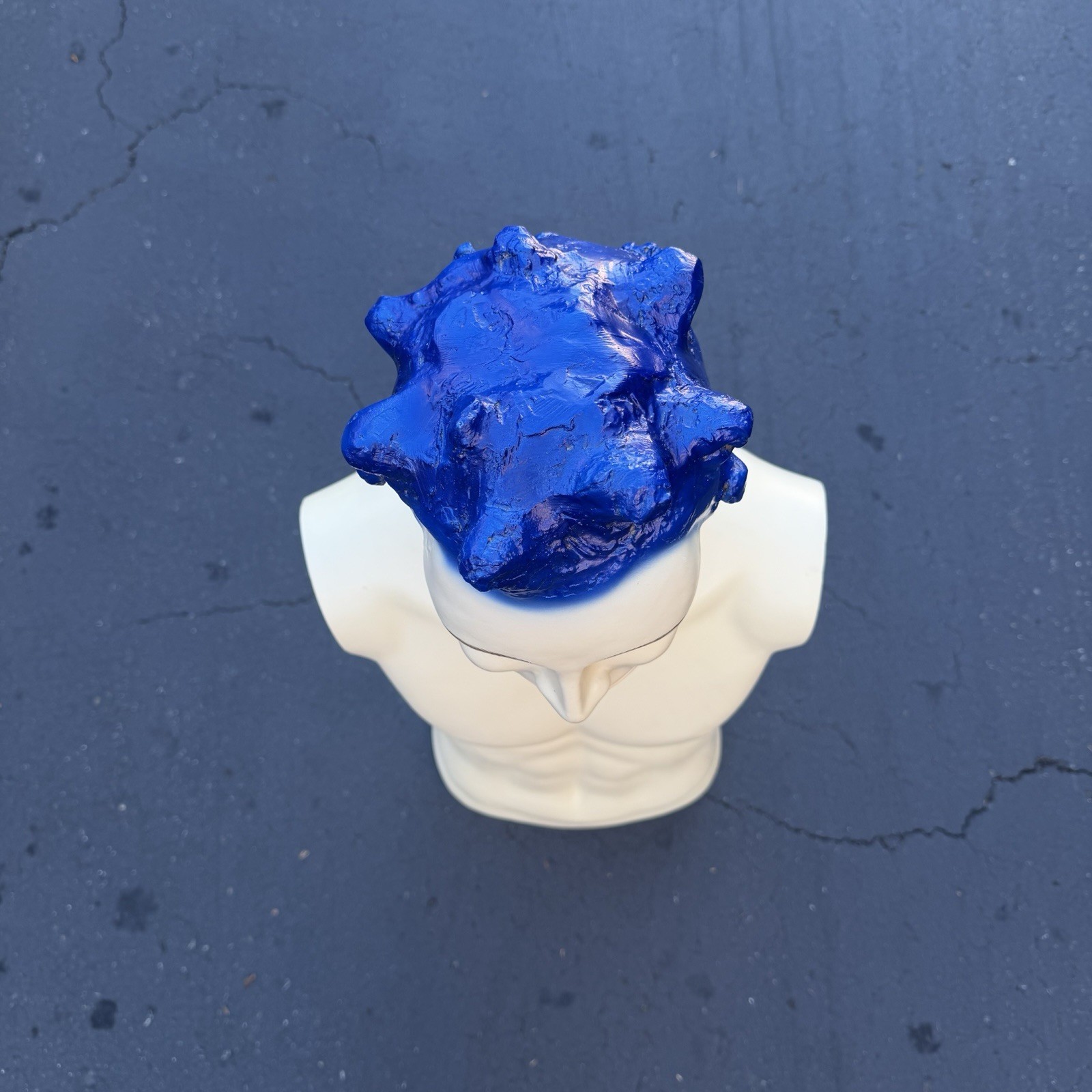 Lady Lulu Vintage Mannequin Torso Head Male Man Muscle Blue Spike Hair Smiling