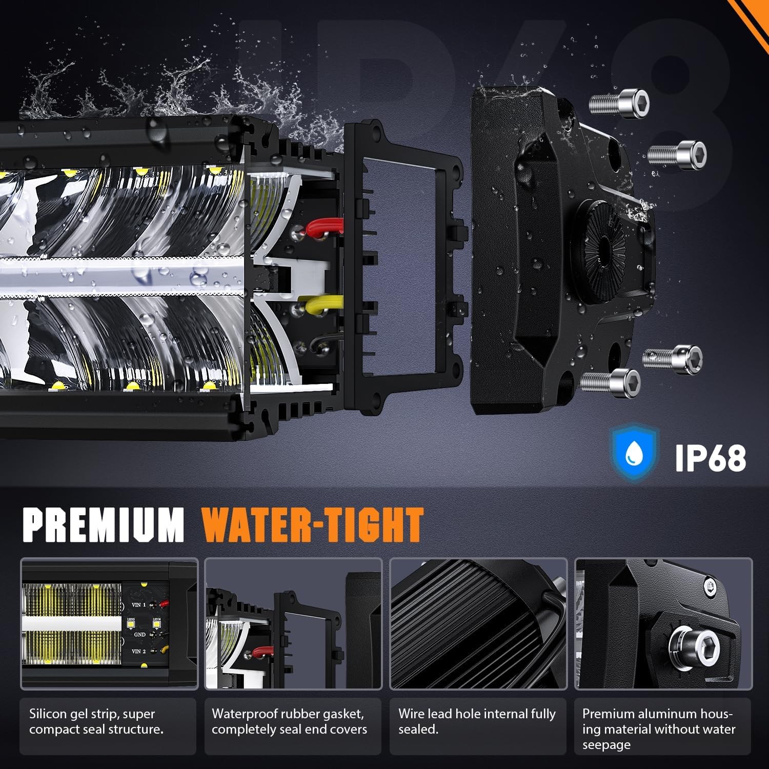 Nilight 16 Inch LED Light Bar with Amber DRL 120W Flood Spot Combo Offroad Light