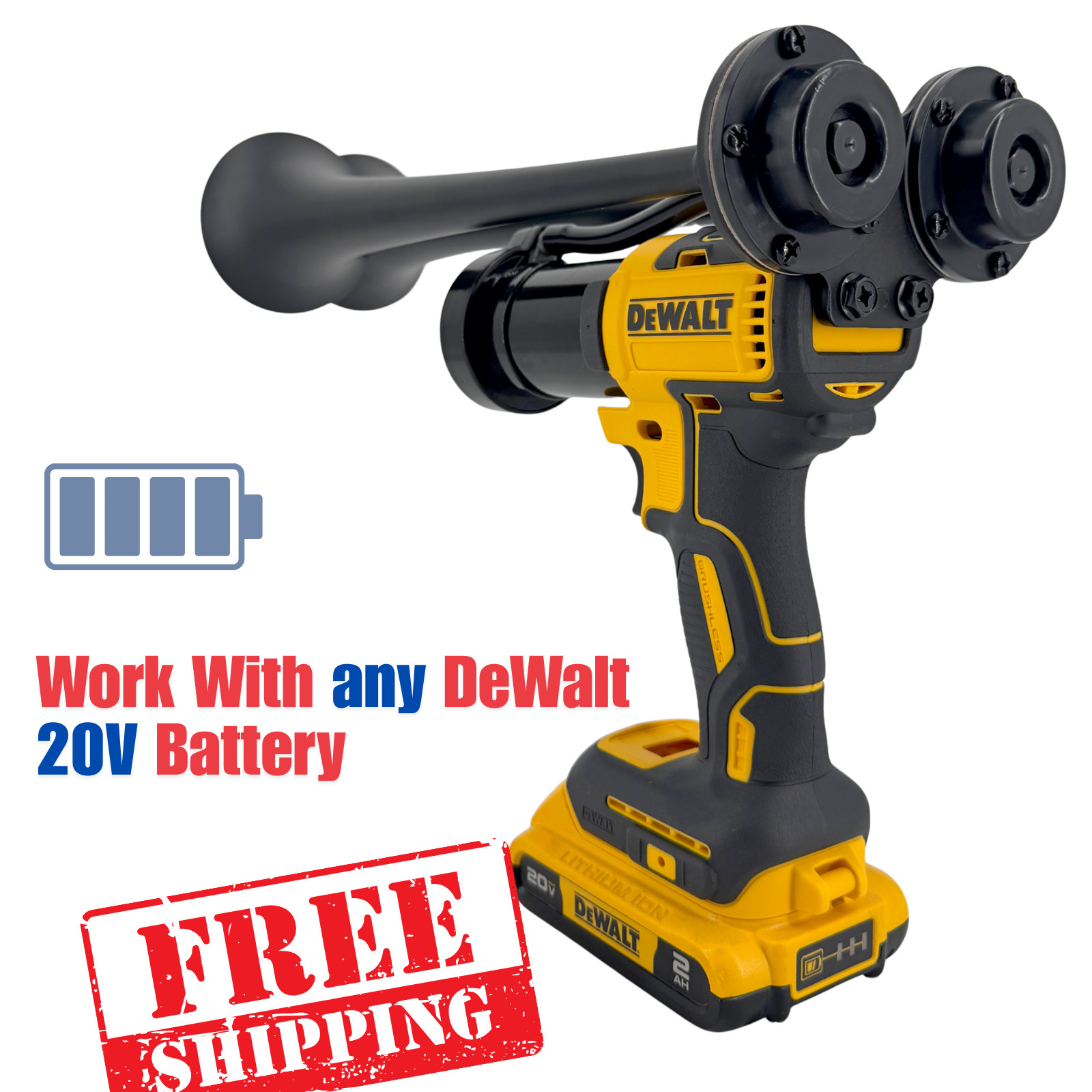 DeWalt Impact Air Train Horn Dual Black | 2026 Long Trumpets | Assembled in USA