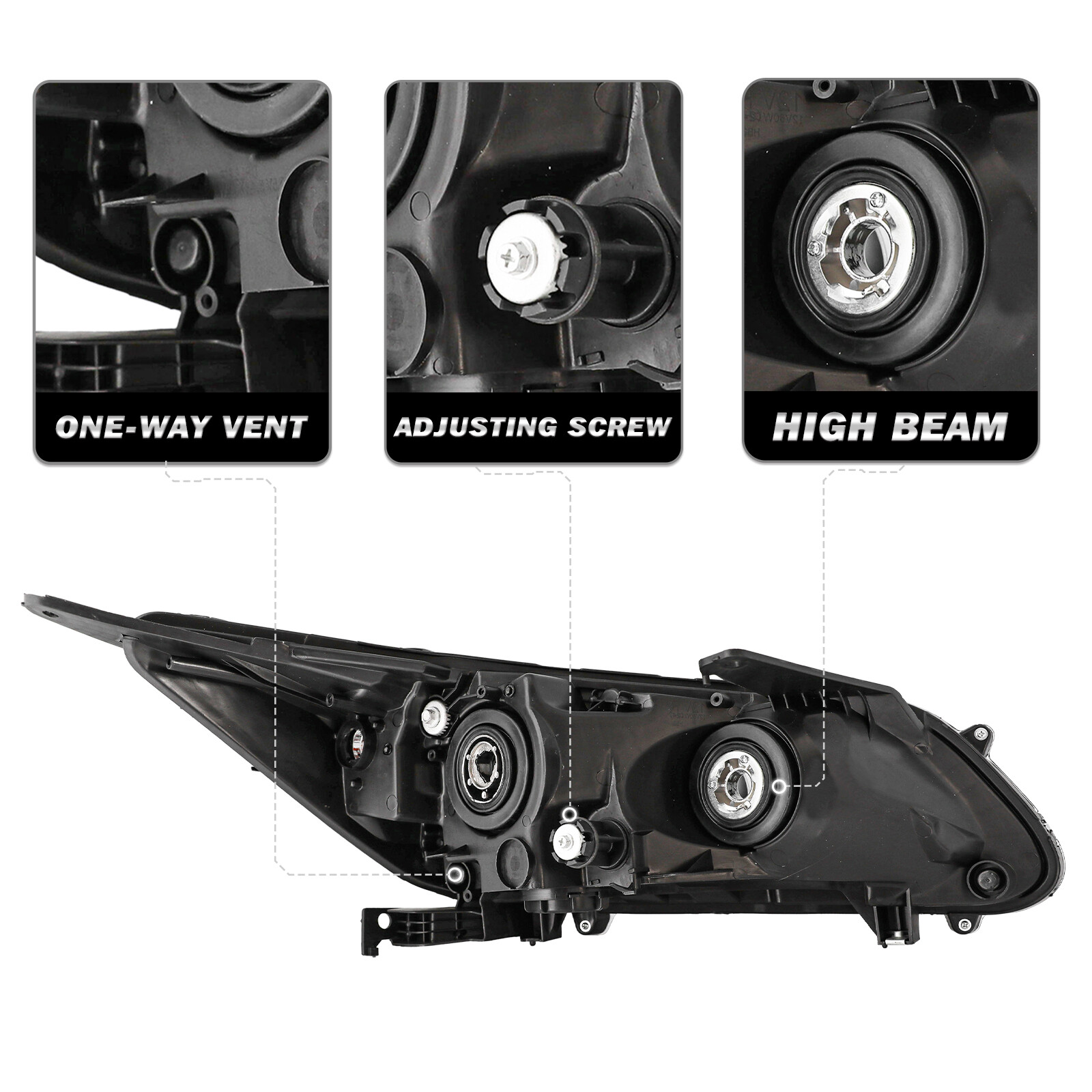 For 2013-2015 Honda Accord Sedan w/o DRL Projector Halogen Headlights Assembly