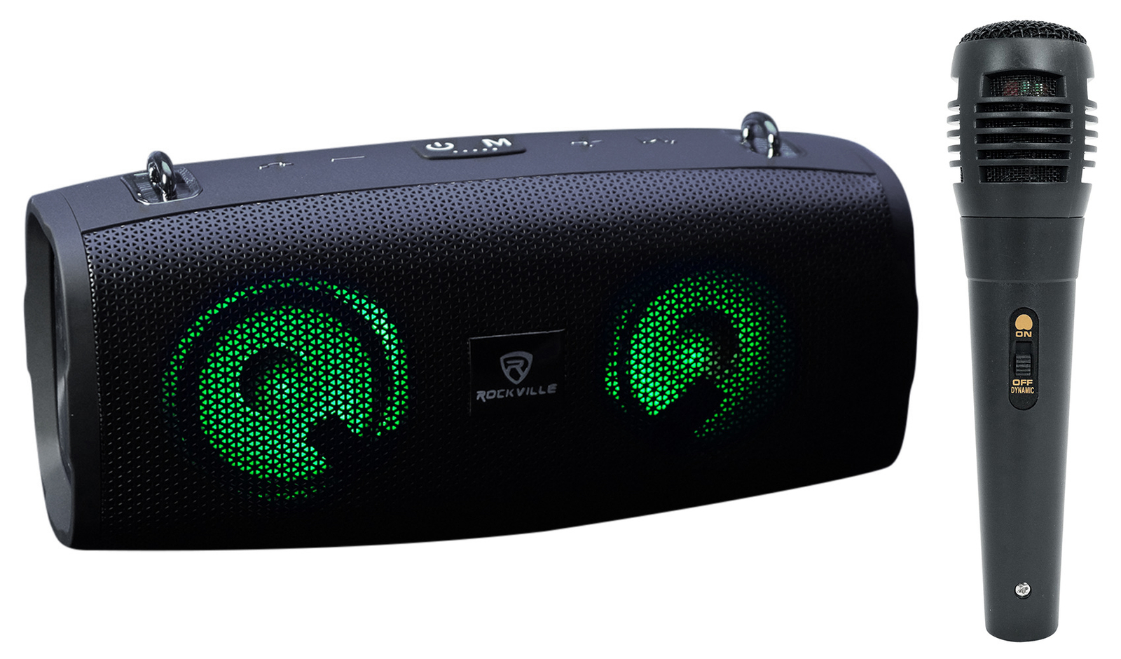 Rockville RPB-KAR Portable Bluetooth Speaker + Karaoke Microphone + Party LED's