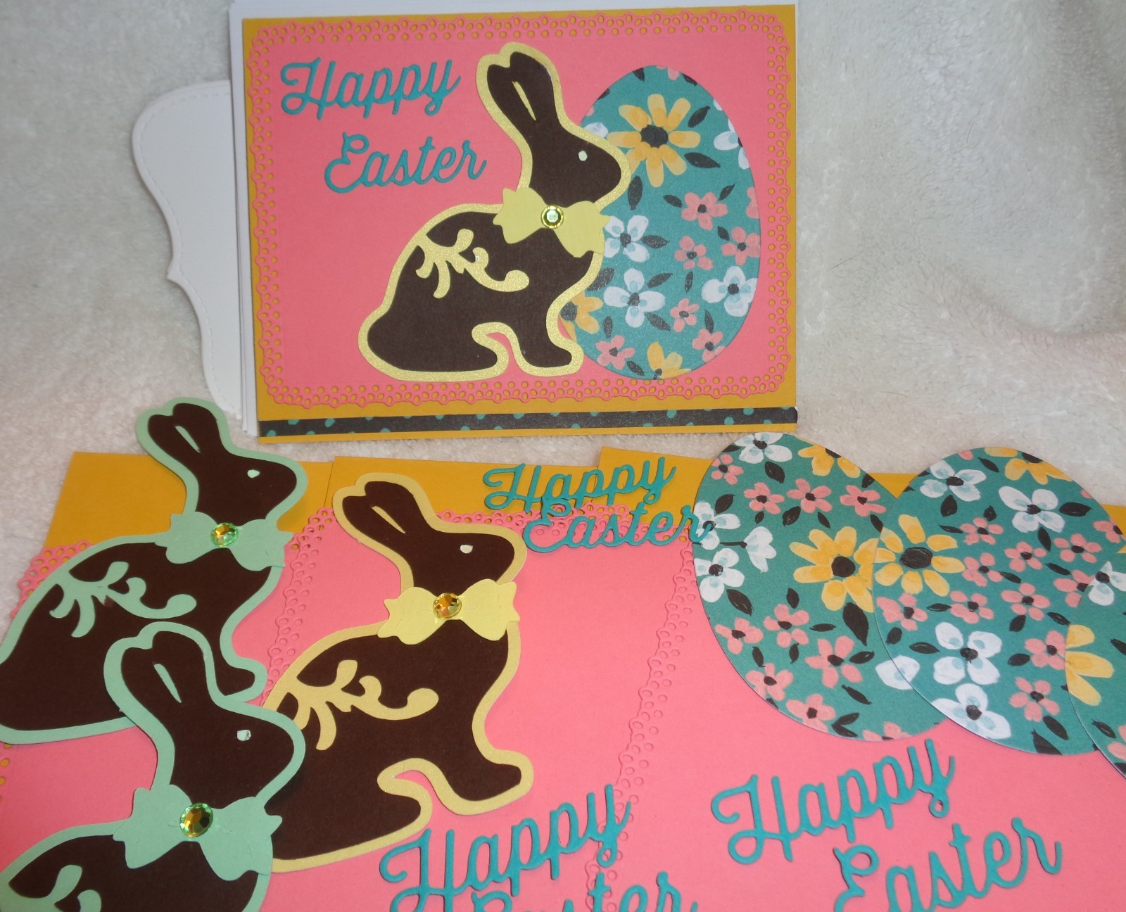 Stampin Up! Card Kit Happy Easter Big Chocolate Bunny Rabbit & Pretty Egg CUTE!
