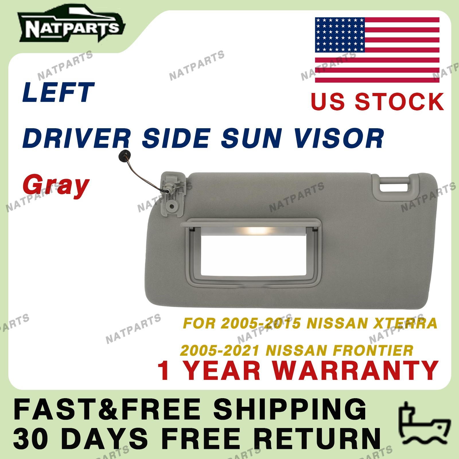 Left Driver Side Sun Visor for Nissan 05-21 Frontier 05-15 Xterra 96401- EA002
