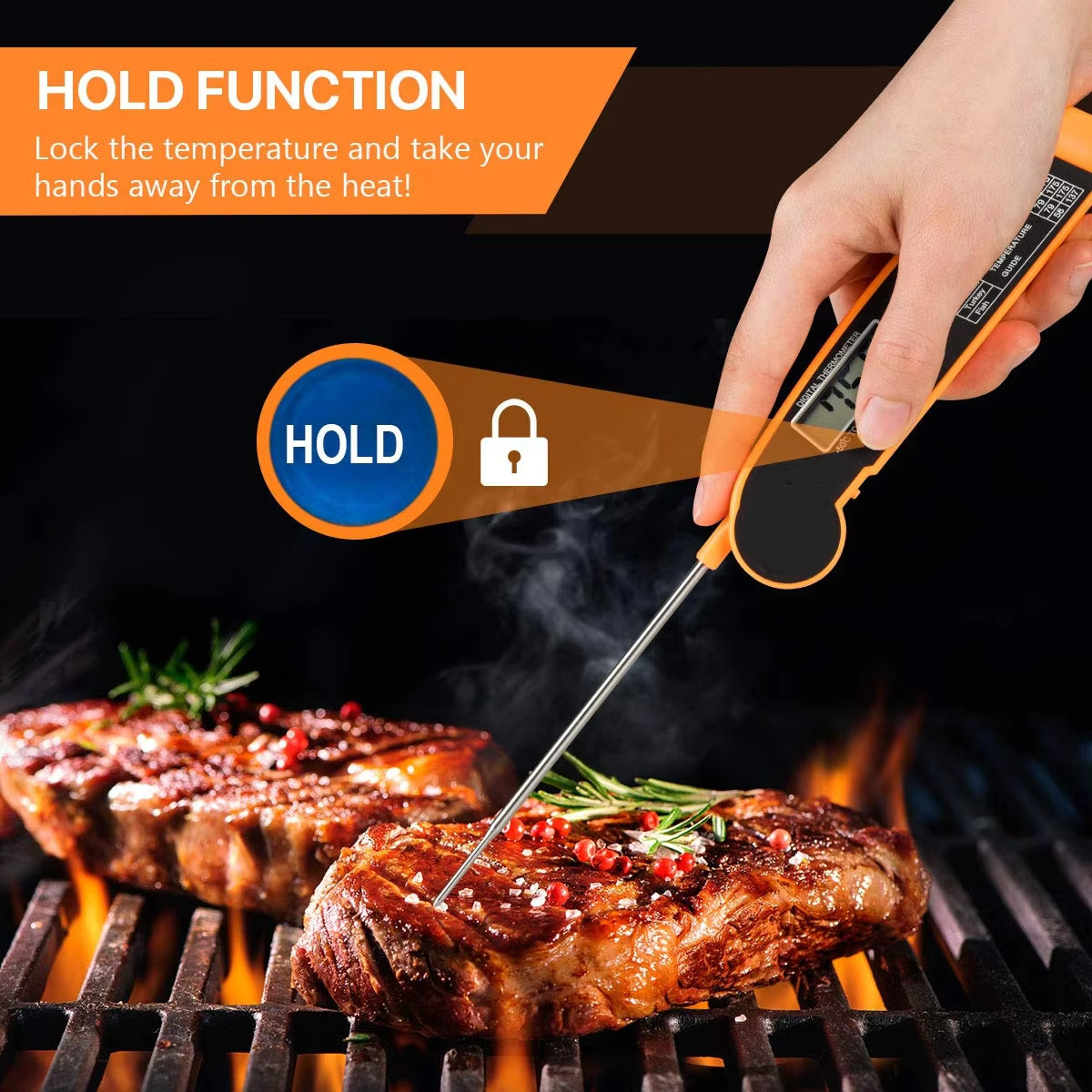 Instant Read Digital Meat Thermometer For Kitchen Food Cooking BBQ Grill Smoker