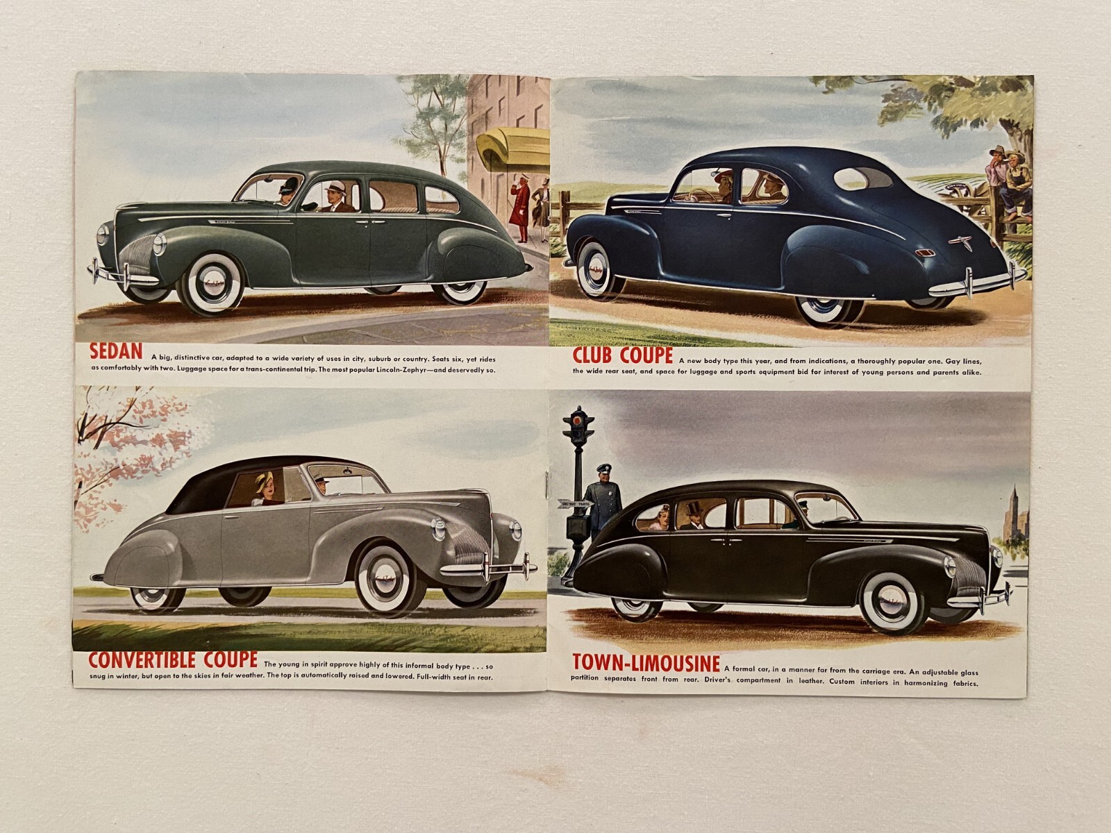1940 LINCOLN ZEPHYR V-12 SALES BROCHURE ORIGINAL GOOD CONDITION INCL CONTINENTAL
