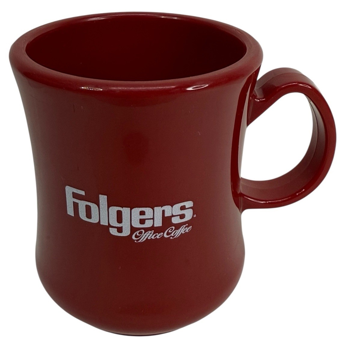 Vintage Folgers Office Coffee Mug Cup Continental Carlisle Red Plastic VHTF 8oz