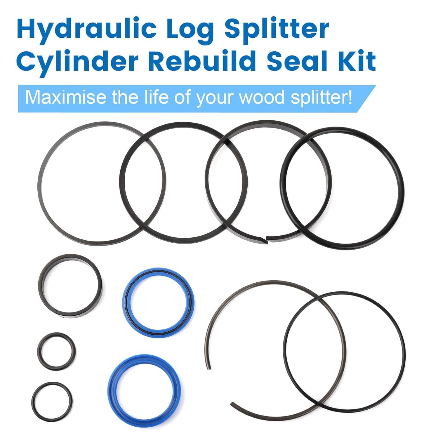 Hydraulic Log Splitter Cylinder Rebuild Seal Kit for 4.0"Bore x1.75"Rod Cylinder