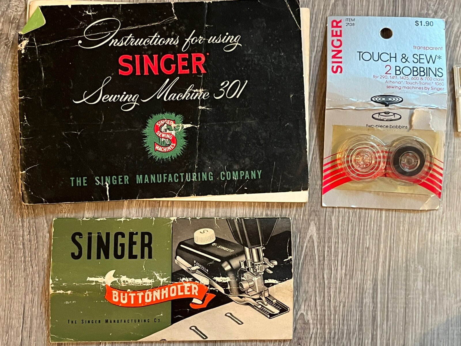 Vintage Heavy Duty Singer 301A Sewing Machine w/ Case & Original Accessories.