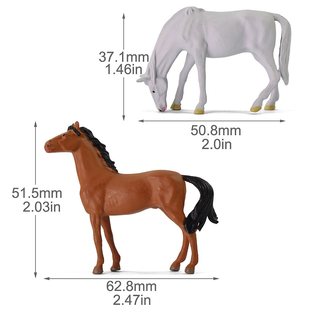 Evemodel 15pcs O Scale 1:43 PVC Farm Animals Painted Model Horses Cows