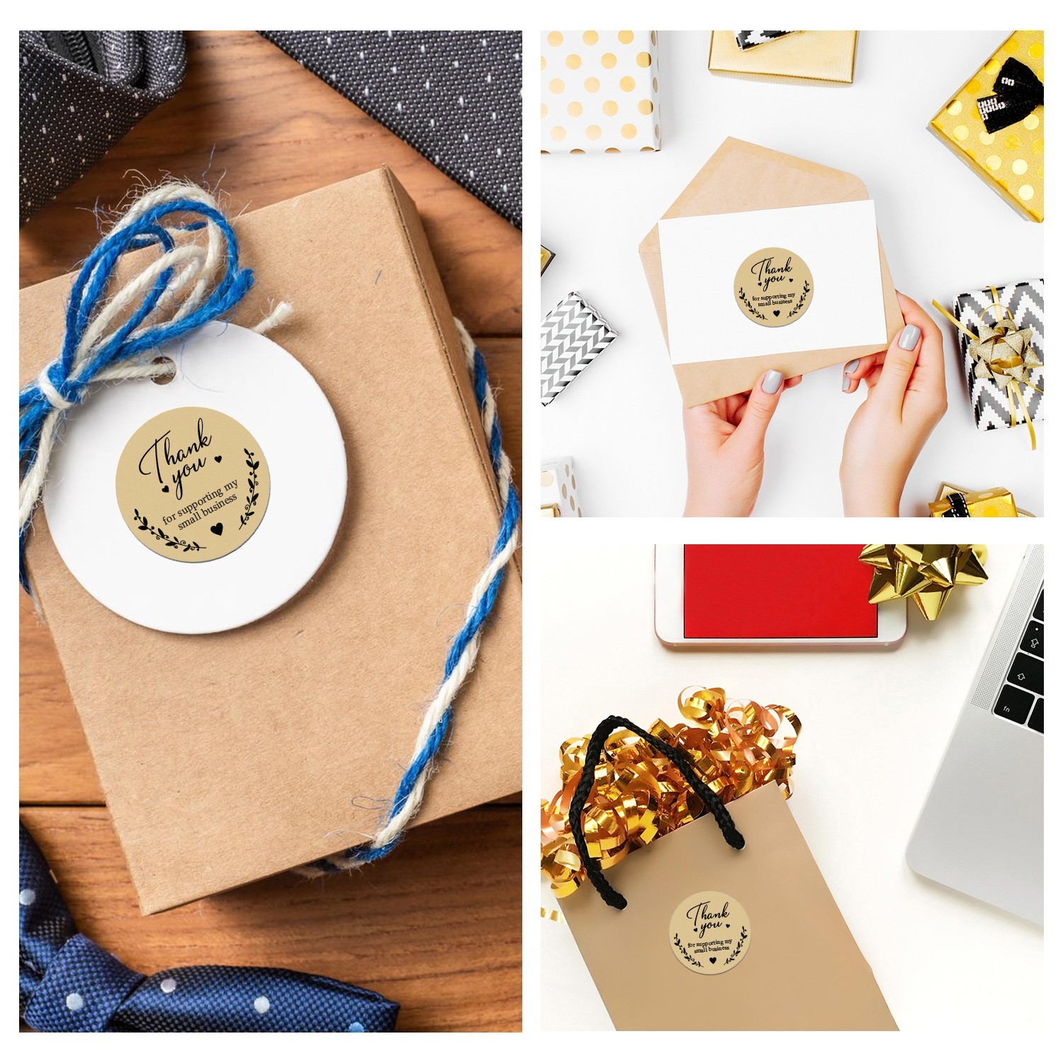 StickerJet Thank You for Supporting My Small Business Stickers 500 Pcs Roll 2x2"