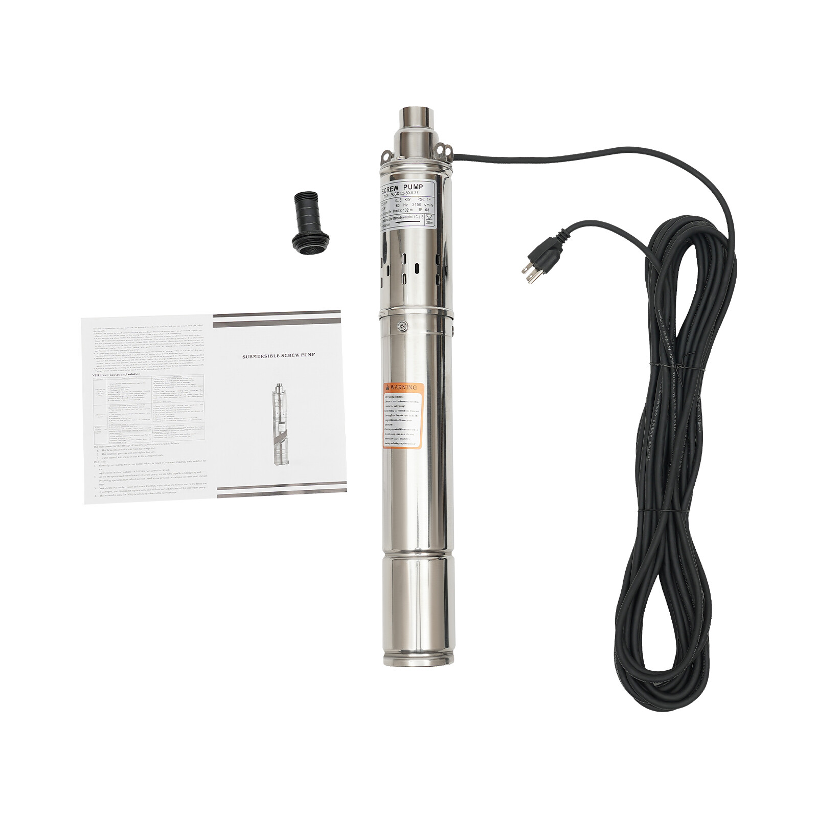 3" Deep Well Submersible Pump Stainless Steel Water Pump 1HP 115V 334ft 2.5m³/h