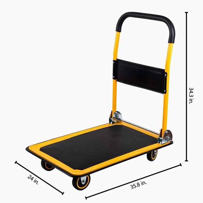 660lbs Flatbed Cart, Foldable Hand Push Rolling Cart Dolly 35.8"X24" Steel
