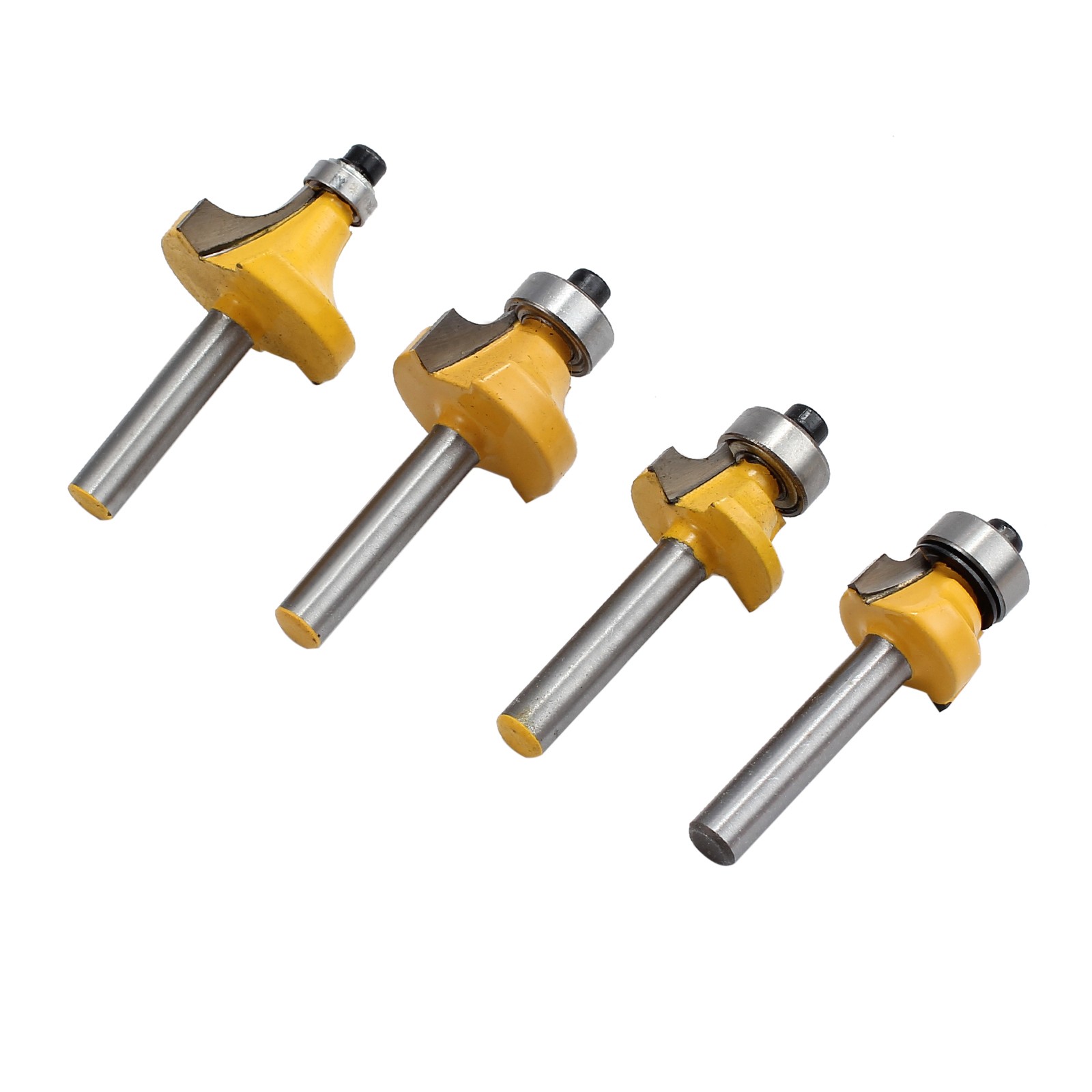 4PCS Round Over Edge Forming Router Bit 1/4" Shank 1/2'' 3/8''1/4'' 1/8'' Radius