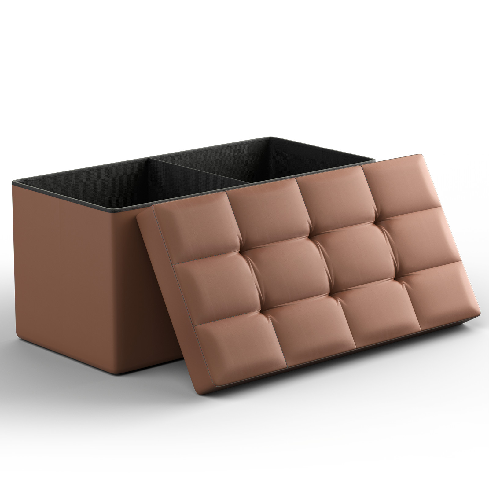 30"Lift Top Storage Ottoman Rectangular Bench Leather Upholstered Seat Footstool