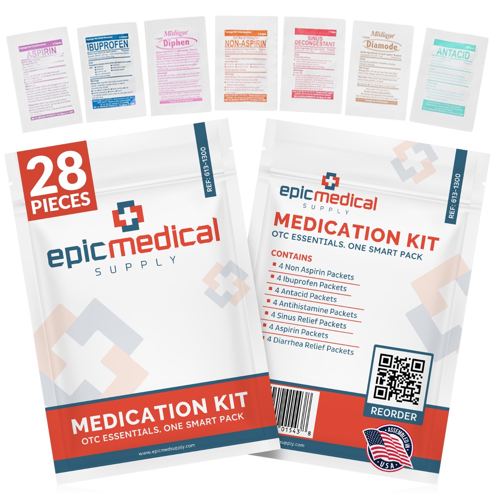 Epic Medical Supply First Aid Kit Medication Refill – 28-Count Unit Dose Packet