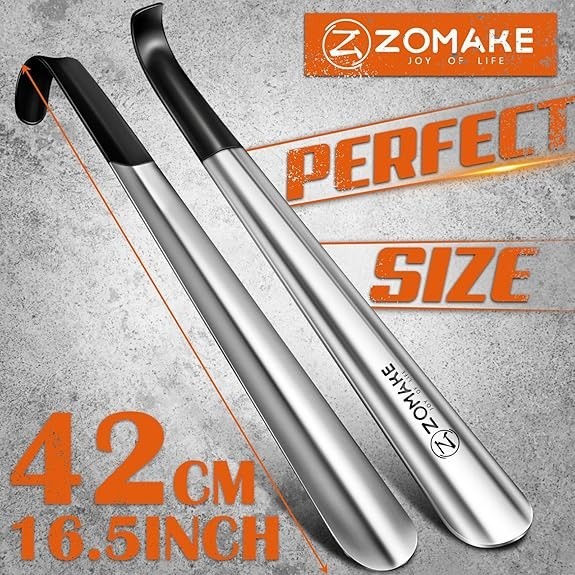 Shoe Horn Long Handle for Seniors 2 Pack,Metal Long Shoehorn for Extra