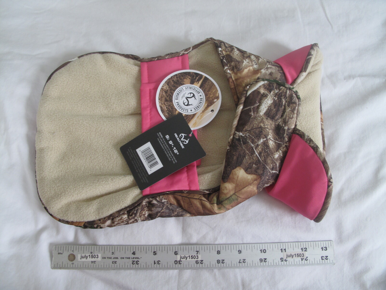 (1) NEW Realtree Edge Camo Dog Jacket -SMALL - PINK- Fleece Reflective Washable