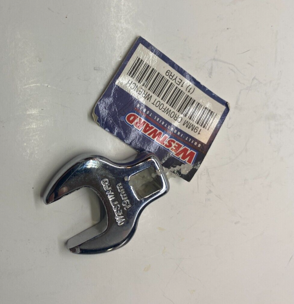 WESTWARD 19mm Crowfoot Wrench - 3/8" Drive - Open End - Chrome Finish