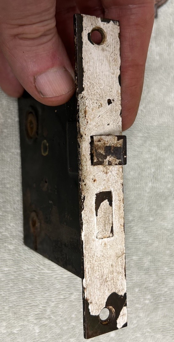 Antique Victorian Metal Door Knob Set With Mortise & Backplates