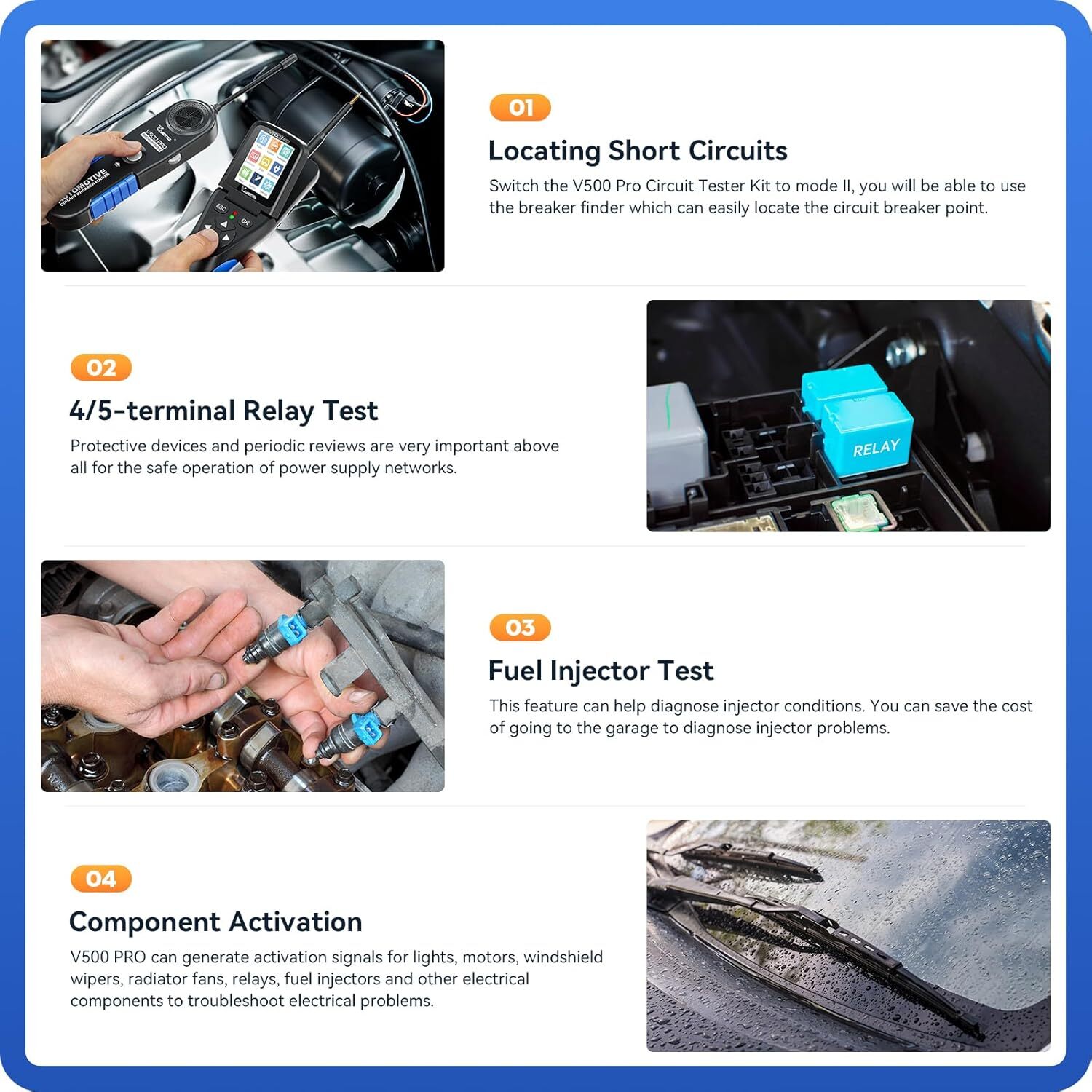 Electric Circuit Power Tester Probe Oscilloscope Fuel Injector Tester Relay Test