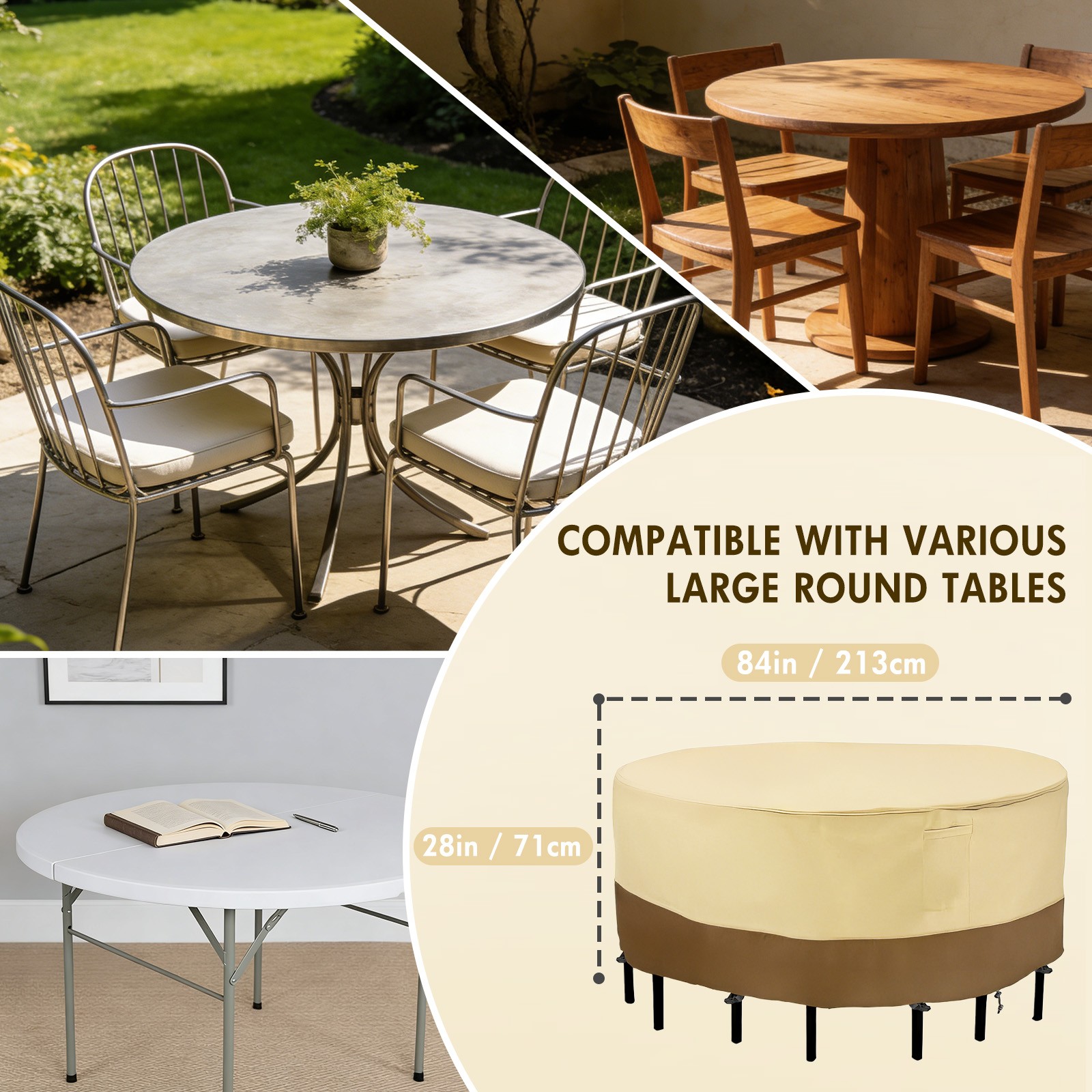 Outdoor Patio Round Furniture Cover Waterproof Windproof Table Chair Set Covers