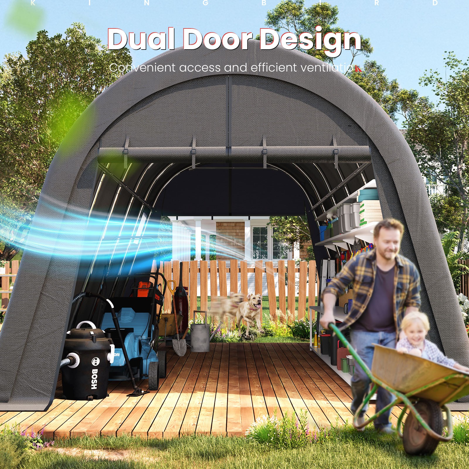 KING BIRD Heavy Duty Anti-Snow Carport Storage Shed, New