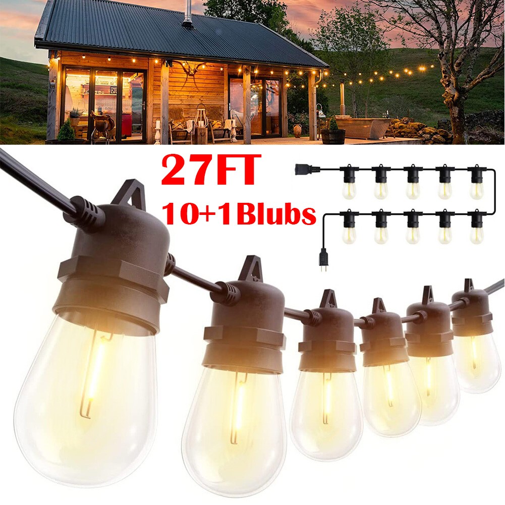 27ft String Lights S14 LED Warm Shatterproof IP65 for Outdoor Garden Patio Yard