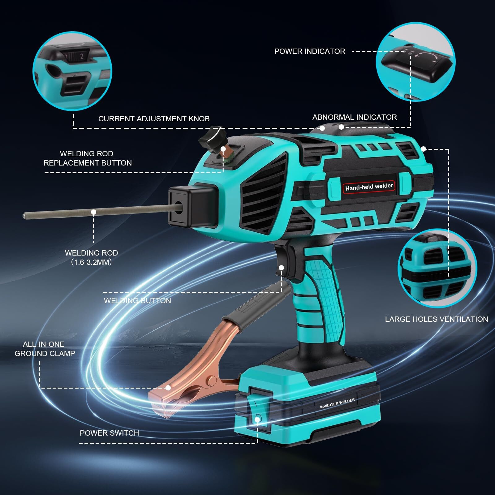 TRQWH 120A Handheld ARC Welder Kit for 1/16"-1/8" Rods 110V Stick Welder Machine